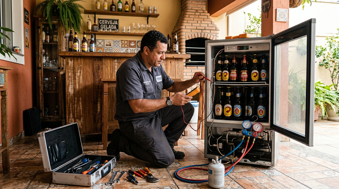 Aplicação de gás refrigerante em cervejeira atendida em Real, Praia Grande‑SP